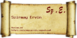 Szirmay Ervin névjegykártya